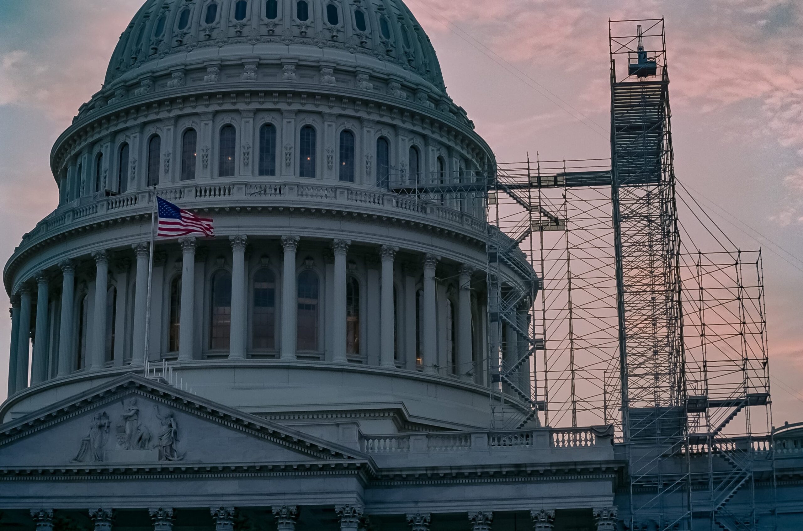 Scaffolding on the U.S. Capitol.